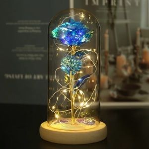 Forever Galaxy Roses Gifts, Artificial Flower Rose Light Gift in Glass Dome